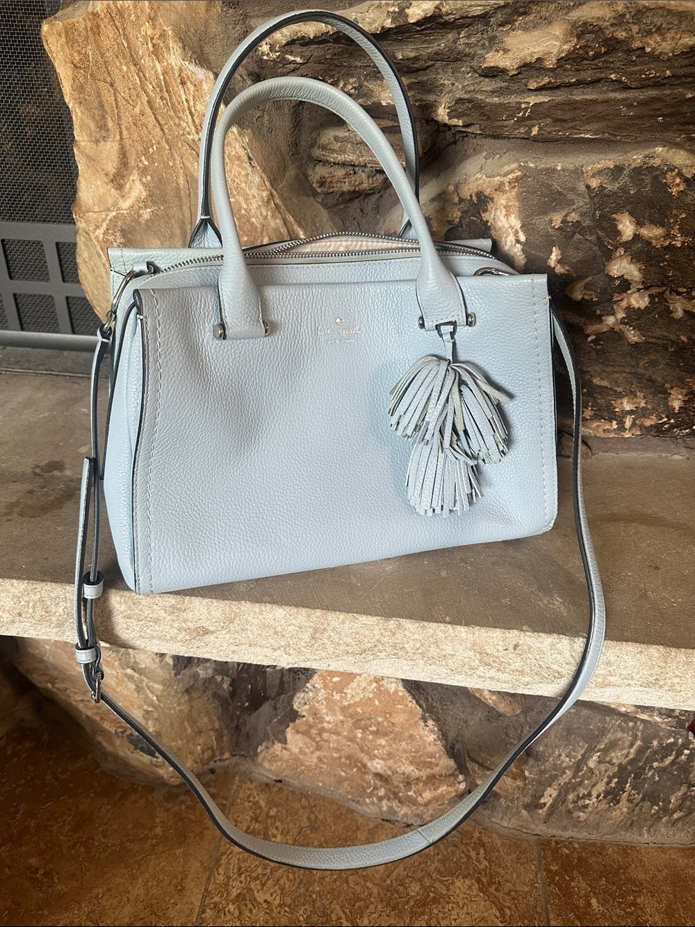 Kate Spade purse - light blue - 3 large pockets with zipper closure